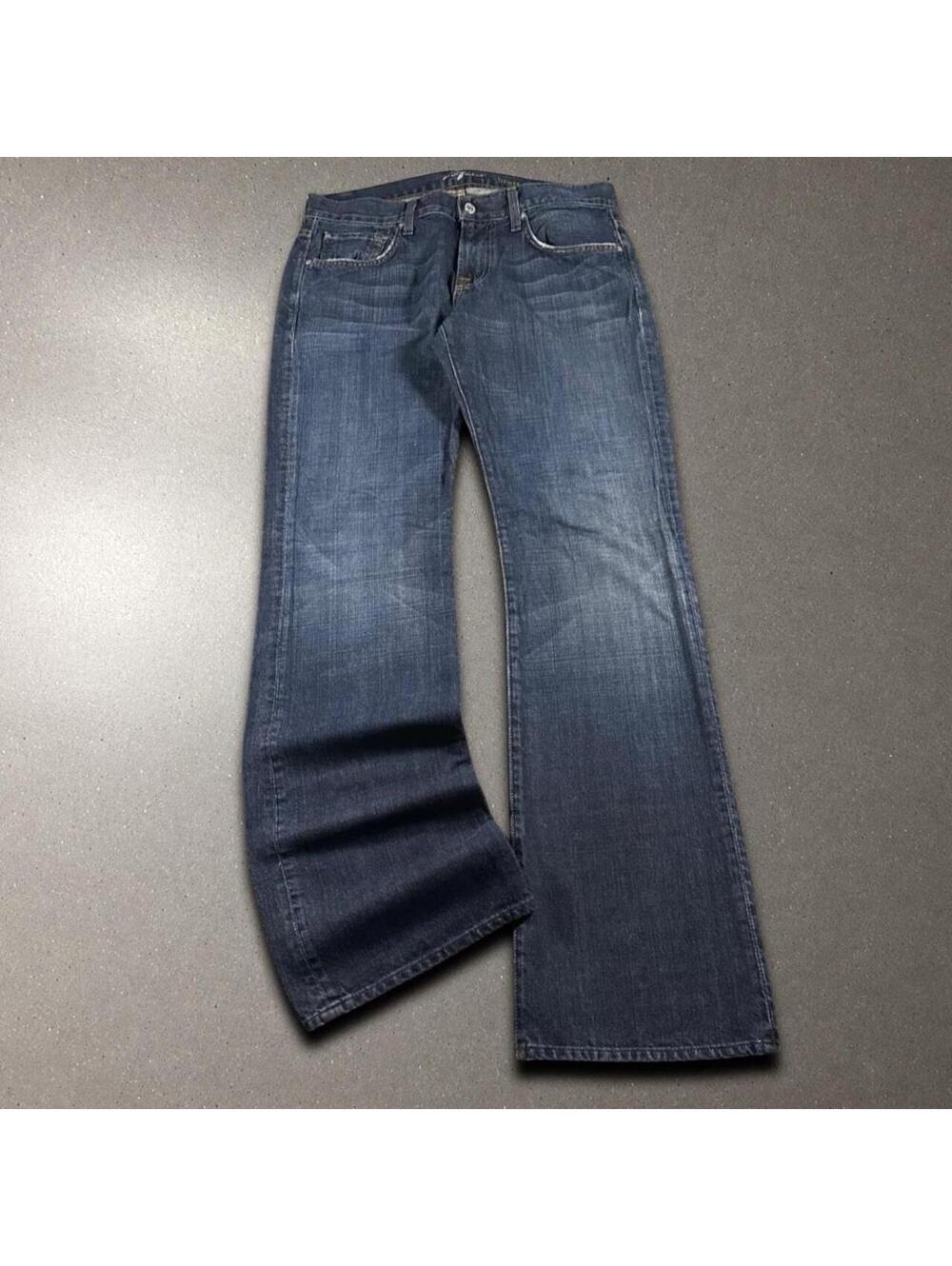 Vintage Y2K 7FAMK Brett Blue Dark Wash Bootcut Jeans - Fits 34x33.5!